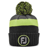 FootJoy Winter Knit Pom Pom Beanie - Green/Black/Grey