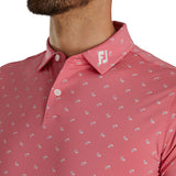 FootJoy Lisle Paisley Golf Polo (Athletic Fit)- C Red/Grey