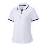 Stretch Pique Solid Shirt w/Trim - White/Navy