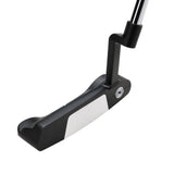 Golf putter with black and white design on a white background