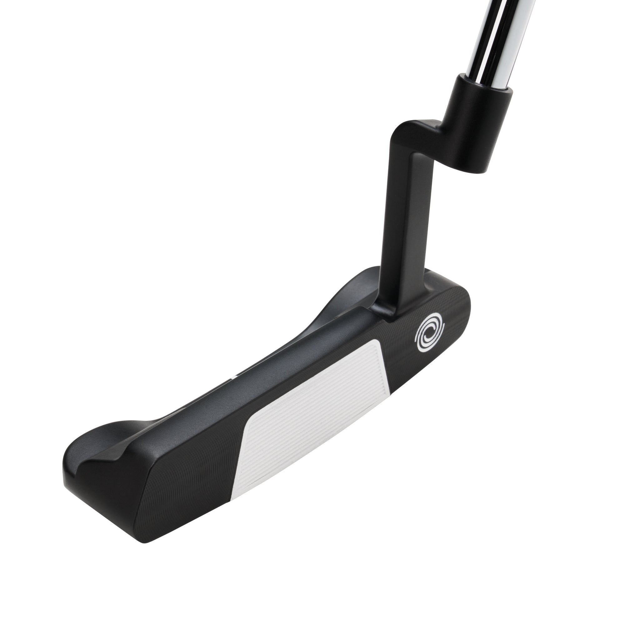 Golf putter with black and white design on a white background