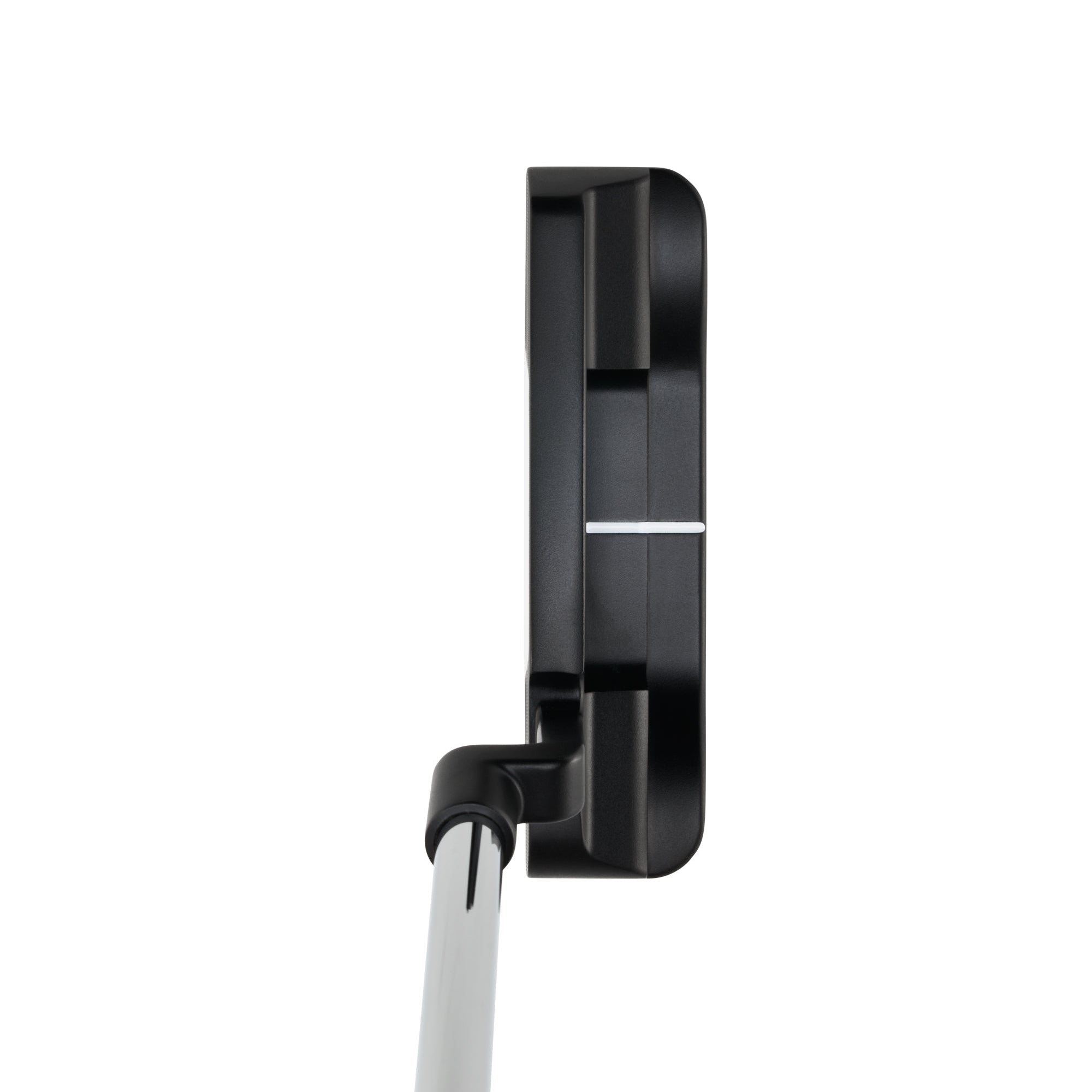 Black golf putter on a white background