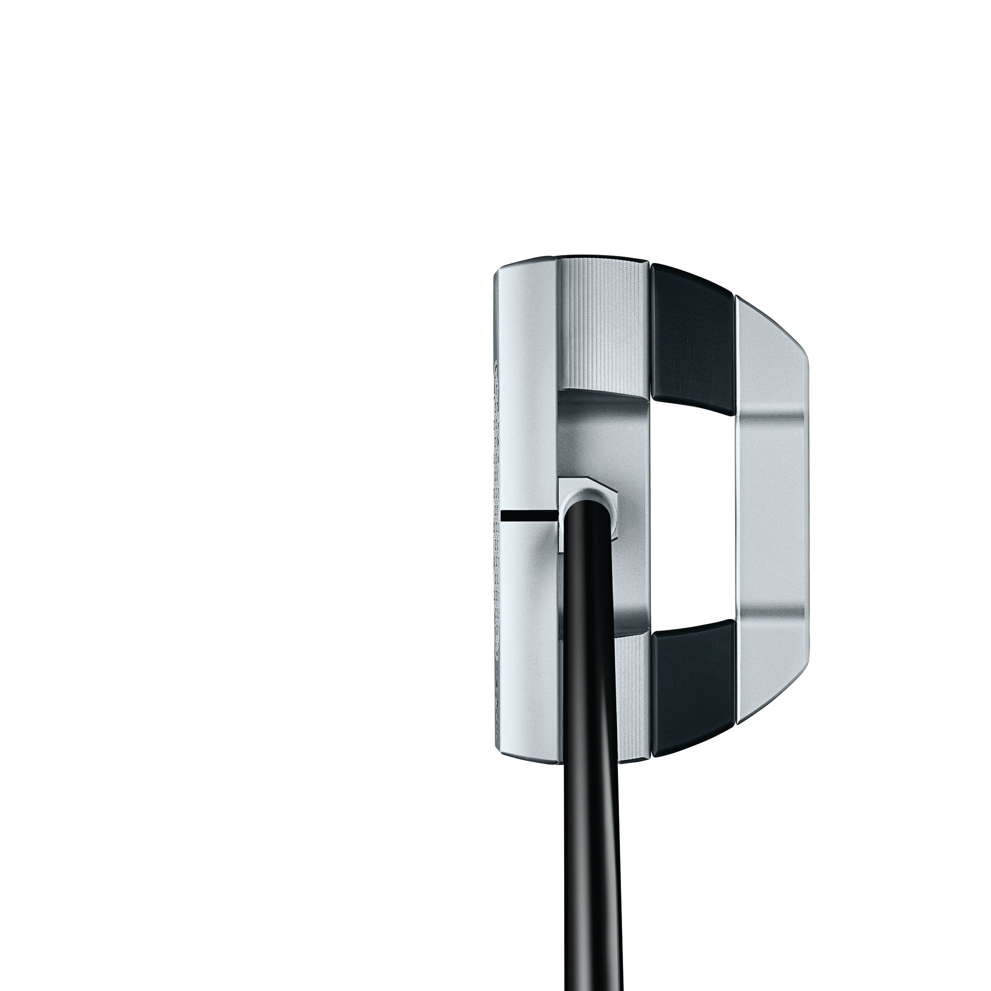 Close-up of a golf club head on a white background