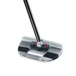 Golf putter with a black shaft on a white background