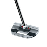 Golf putter with a black shaft on a white background