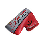 Red and gray golf club head cover with 'Studio Style' and 'Scotty Cameron' branding on a white background.