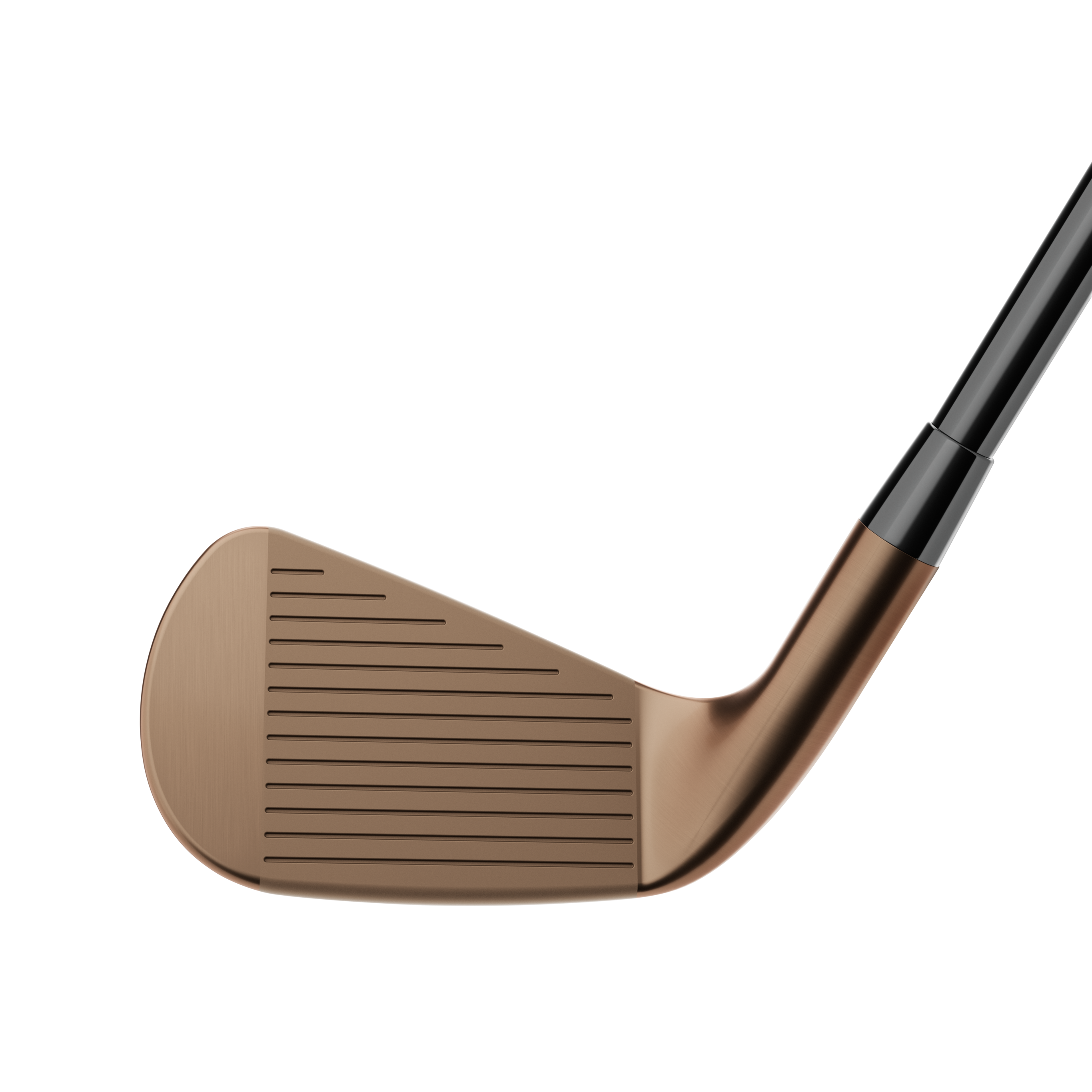 Golf club head with a brown face on a white background