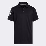 Adidas Junior 3 Stripe Golf Polo - Black