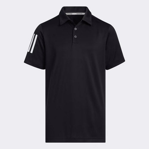 Adidas Junior 3 Stripe Golf Polo - Black