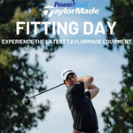 Advertisement for TaylorMade golf fitting day with a golfer swinging a club.