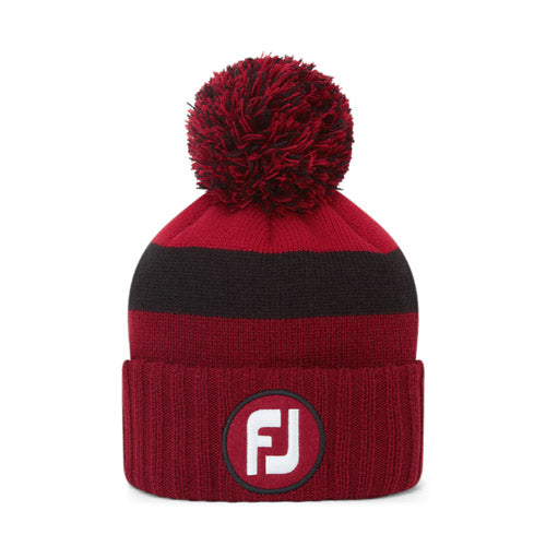 FootJoy Winter Knit Pom Pom Beanie - Red/Black