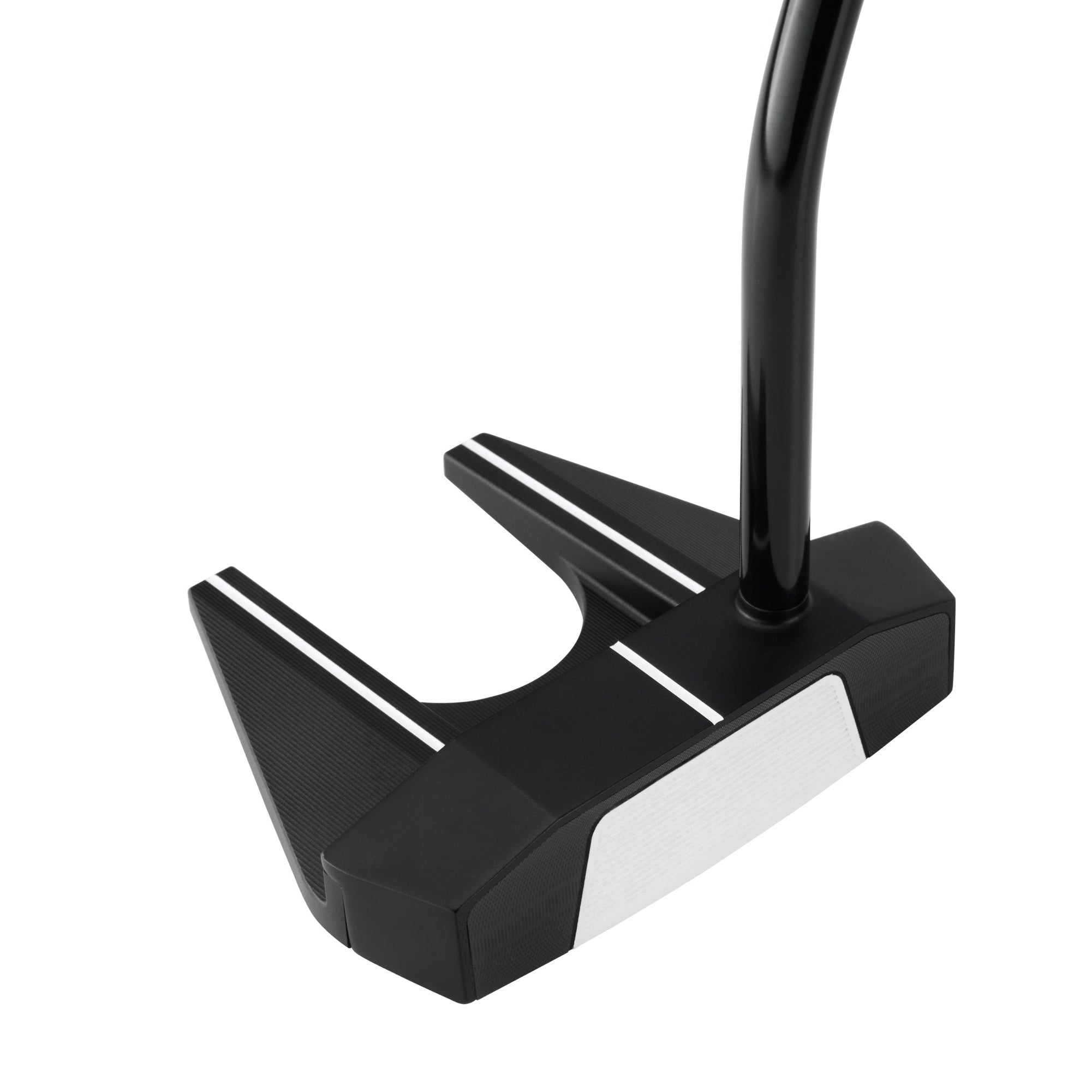 Black golf putter on a white background