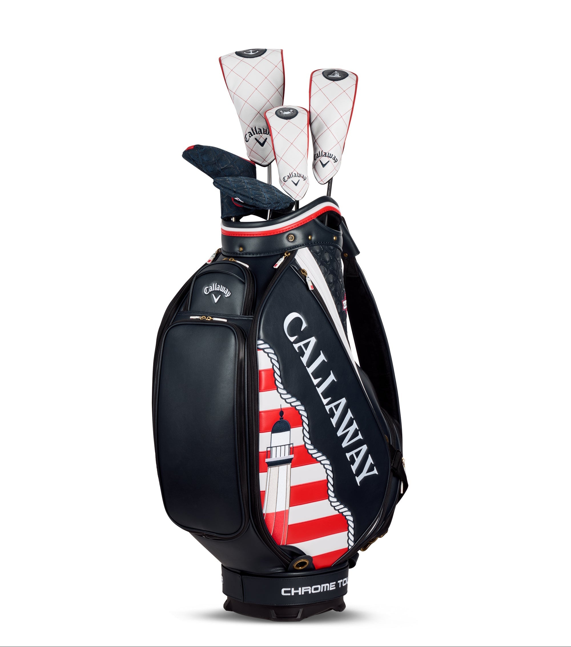 Callaway golf bag with clubs on a white background
