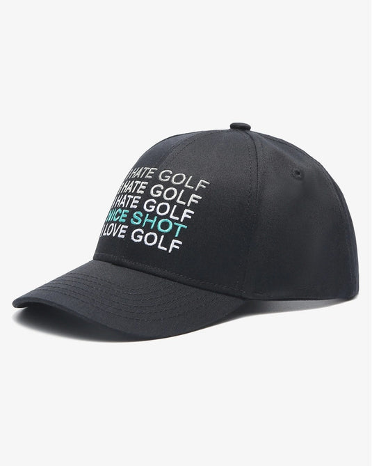 I Hate Golf Black SnapBack Golf Hat - Curved Brim