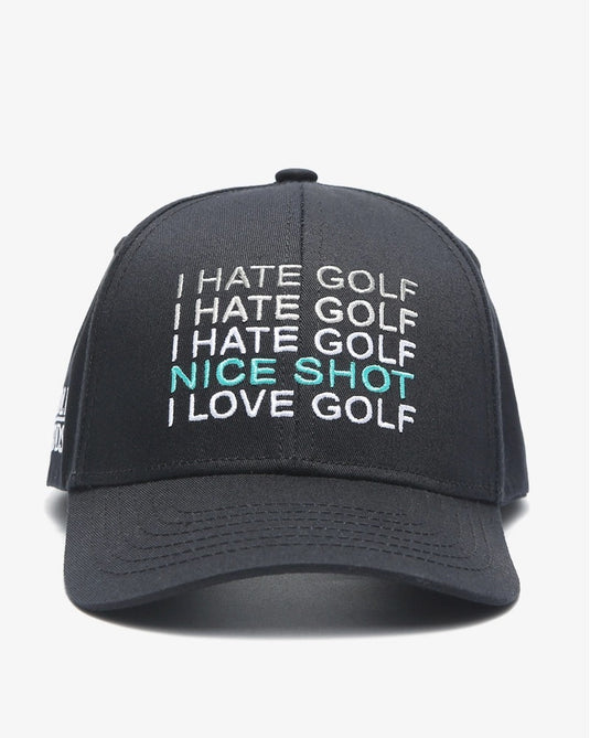 I Hate Golf Black SnapBack Golf Hat - Curved Brim