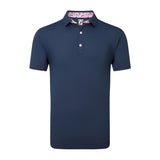 Pique Solid Primrose Trim Polo - Navy