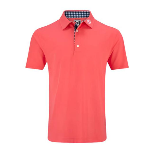 Stretch Pique Solid w/Gingham Trim -Red