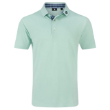 Stretch Pique Solid w/Gingham Trim - Pistachio