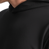 Lightweight Textured Jacquard Hoodie - Black