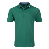 Stretch Pique Solid w/Gingham Trim - Field Green