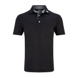Stretch Pique Solid w/Gingham Trim - Black