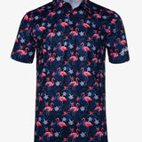 Flowers & Flamingos Cool Tech Performance Golf Polo