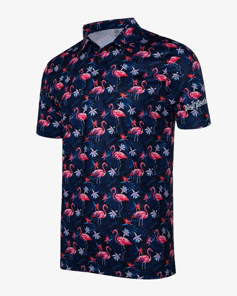 Load image into Gallery viewer, Flowers &amp; Flamingos Cool Tech Performance Golf Polo
