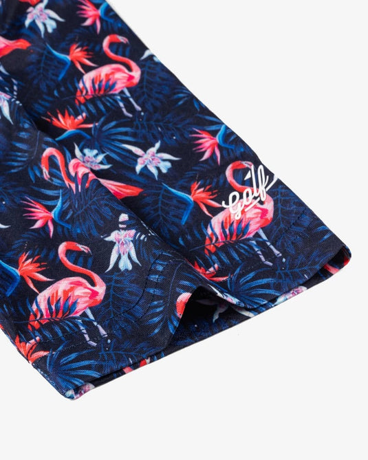 Flowers & Flamingos Cool Tech Performance Golf Polo