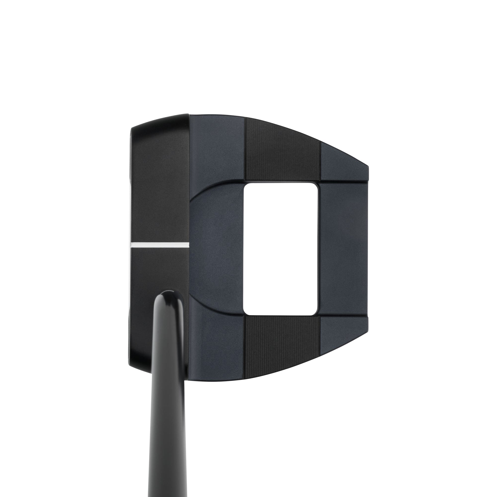 Black putter head on a white background
