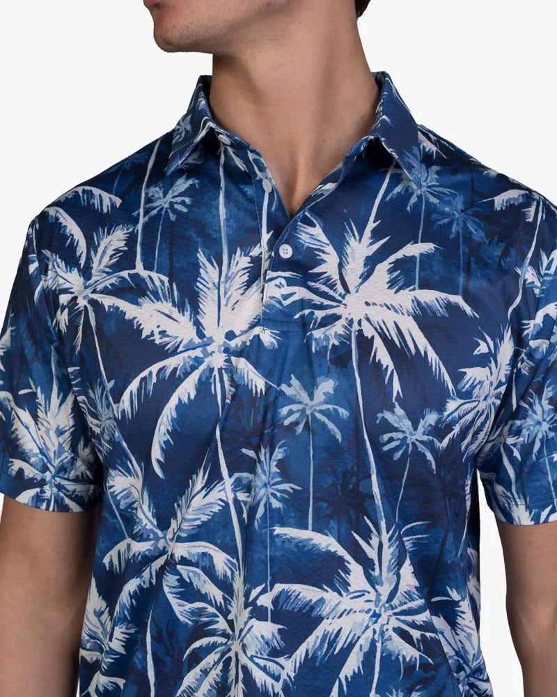 Load image into Gallery viewer, Nautical Palms Cool Tech Performance Golf Polo
