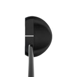 Black golf putter head on a white background