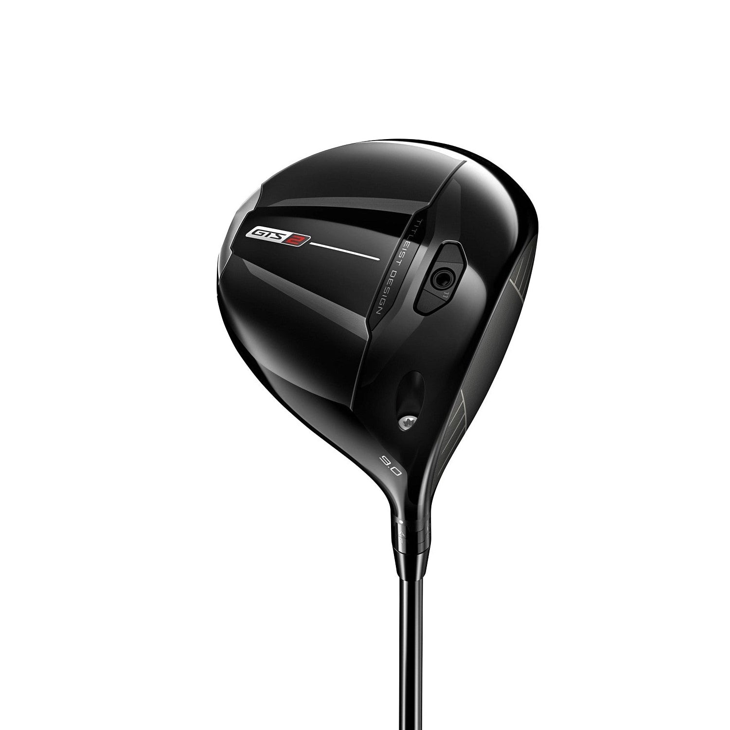 Black golf club head on a white background