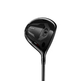 Black golf club head on a white background