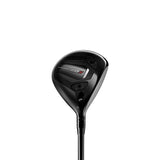 Black golf club head on a white background