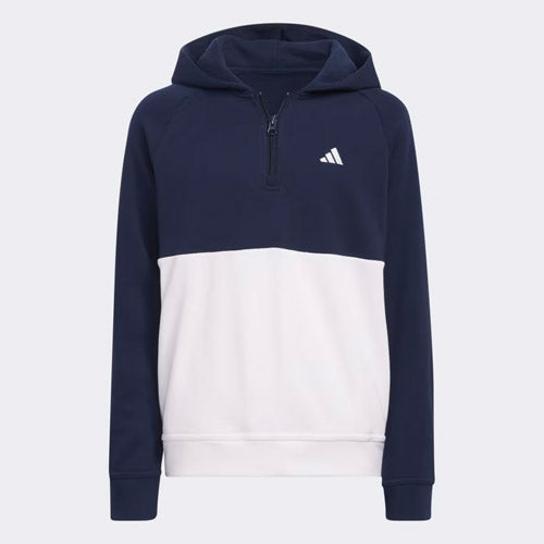 Adidas Junior Colourblock Golf Hoodie - Navy