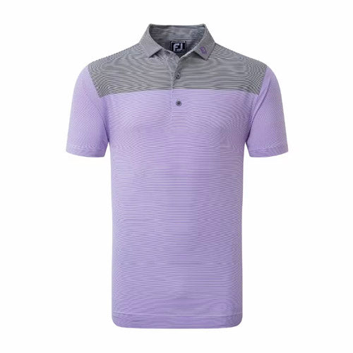 FootJoy End on End Block Golf Polo (Athletic Fit)- White/Violet/Black