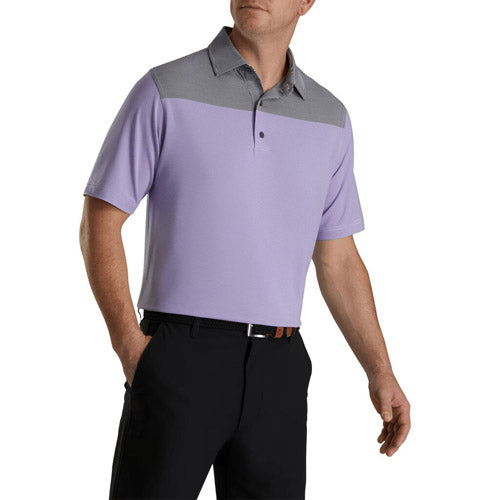 FootJoy End on End Block Golf Polo (Athletic Fit)- White/Violet/Black