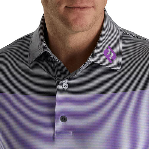 FootJoy End on End Block Golf Polo (Athletic Fit)- White/Violet/Black