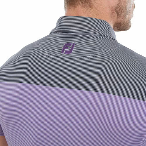 Load image into Gallery viewer, FootJoy End on End Block Golf Polo (Athletic Fit)- White/Violet/Black
