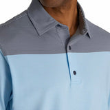 FootJoy End on End Block Golf Polo (Athletic Fit)- White/Blue/Navy