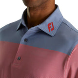 FootJoy End on End Block Golf Polo (Athletic Fit)- White/Red/Twilight