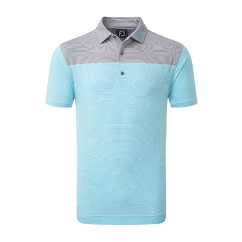 Load image into Gallery viewer, FootJoy End on End Block Golf Polo (Athletic Fit)- White/M Blue/Lava
