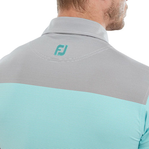 Load image into Gallery viewer, FootJoy End on End Block Golf Polo (Athletic Fit)- White/M Blue/Lava
