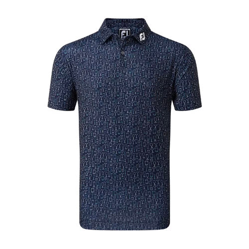 FootJoy Performance Glass Print Lisle Shirt - Navy