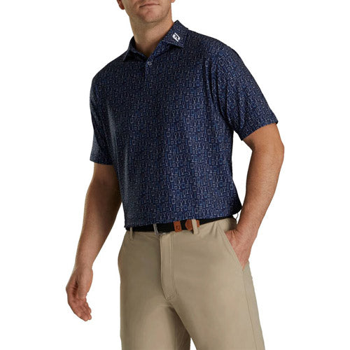 Load image into Gallery viewer, FootJoy Performance Glass Print Lisle Shirt - Navy
