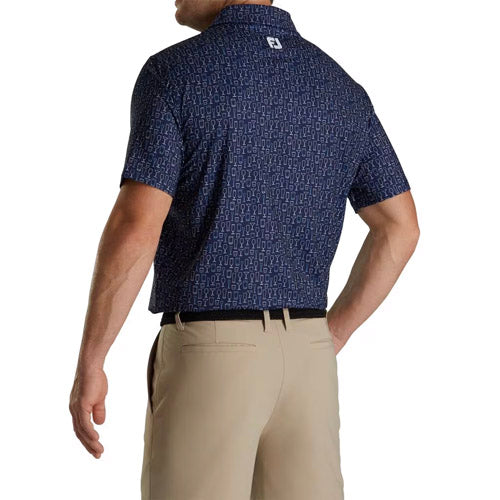 FootJoy Performance Glass Print Lisle Shirt - Navy