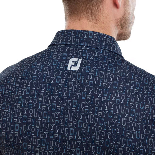 Load image into Gallery viewer, FootJoy Performance Glass Print Lisle Shirt - Navy
