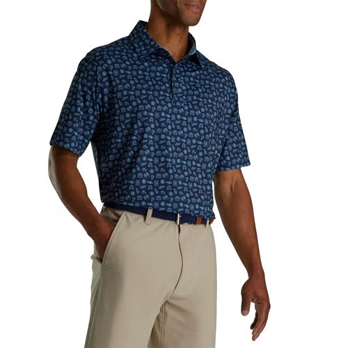 Load image into Gallery viewer, FootJoy Performance Travel Print Lisle - Navy/Blue
