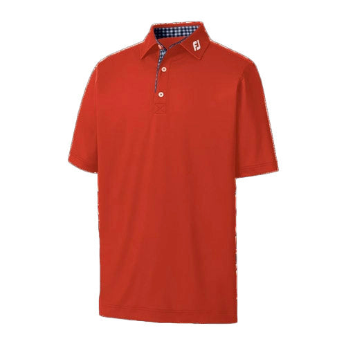 FootJoy Stretch Pique Solid (Athletic Fit) w/Gingham Trim - Red