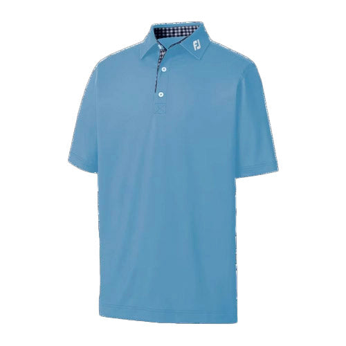 FootJoy Stretch Pique Solid (Athletic Fit) w/Gingham Trim - T Blue